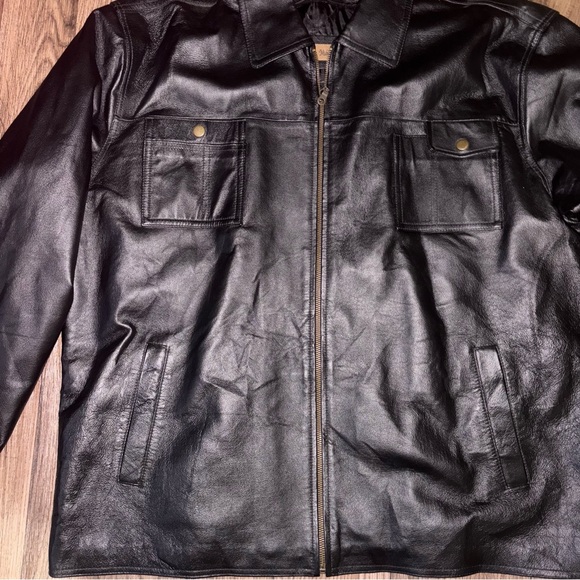 Men’s Midnight Velvet Vintage Black Men’s Leather Jacket Size XXL Zip Up Pockets - Picture 3 of 12